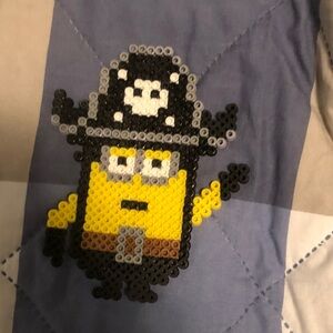 Pirate Minion Bead Art Patch - Yellow, Black, Gray, Brown